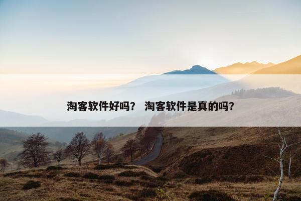 淘客软件好吗？ 淘客软件是真的吗？