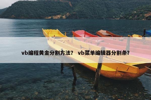 vb编程黄金分割方法？ vb菜单编辑器分割条？