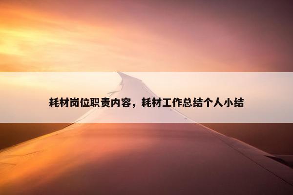 耗材岗位职责内容，耗材工作总结个人小结