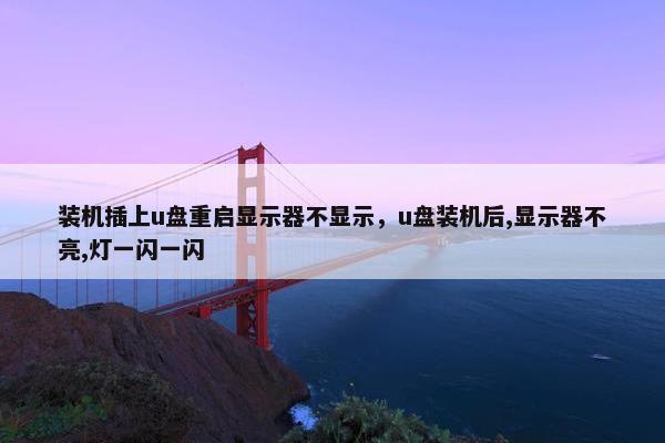 装机插上u盘重启显示器不显示，u盘装机后,显示器不亮,灯一闪一闪