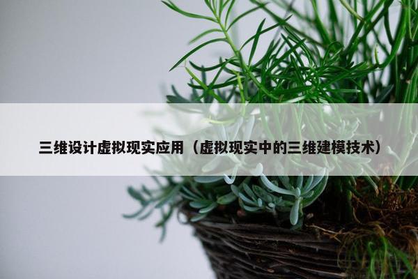 三维设计虚拟现实应用（虚拟现实中的三维建模技术）