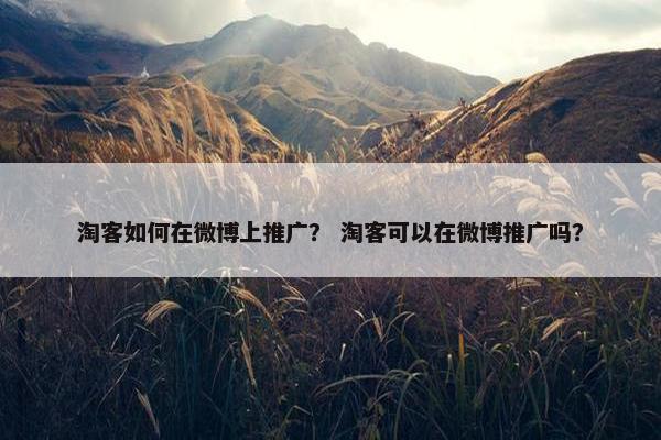 淘客如何在微博上推广？ 淘客可以在微博推广吗？