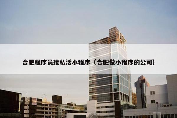 合肥程序员接私活小程序（合肥做小程序的公司）