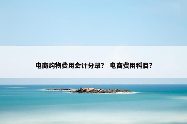 电商购物费用会计分录？ 电商费用科目？
