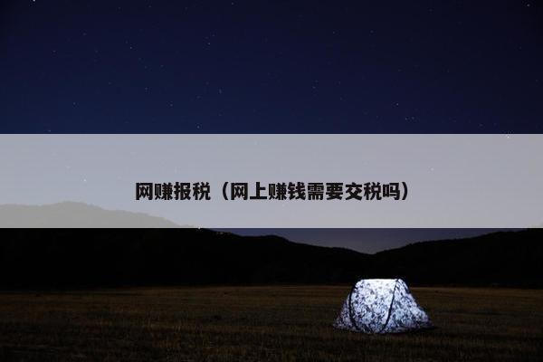 网赚报税（网上赚钱需要交税吗）