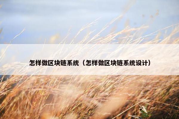 怎样做区块链系统（怎样做区块链系统设计）