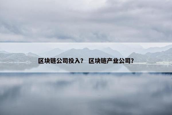 区块链公司投入？ 区块链产业公司？