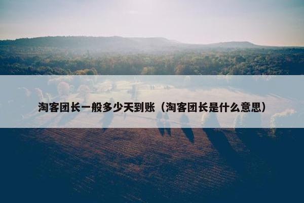 淘客团长一般多少天到账（淘客团长是什么意思）