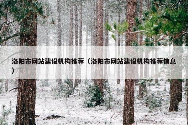 洛阳市网站建设机构推荐（洛阳市网站建设机构推荐信息）