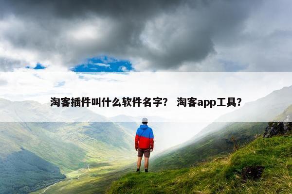淘客插件叫什么软件名字？ 淘客app工具？
