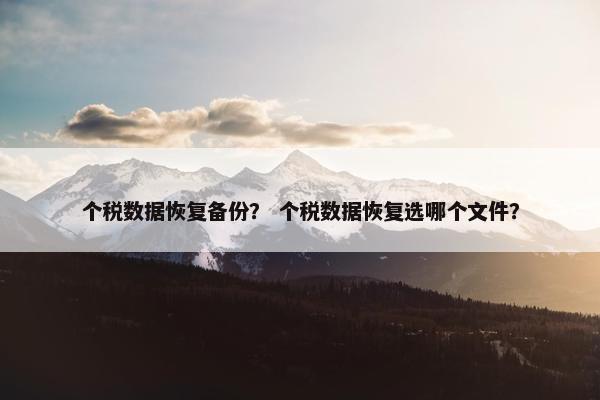 个税数据恢复备份？ 个税数据恢复选哪个文件？