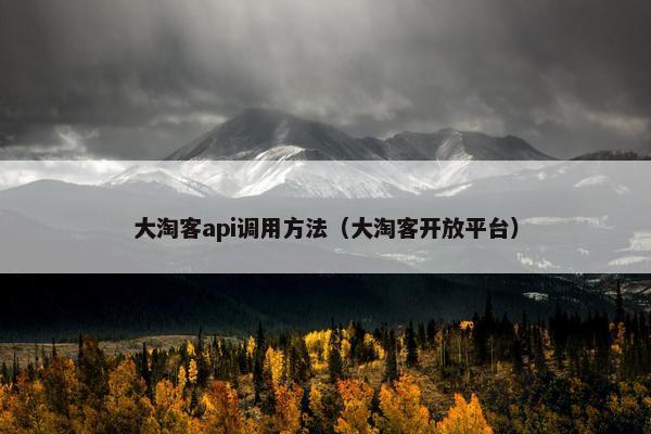 大淘客api调用方法（大淘客开放平台）