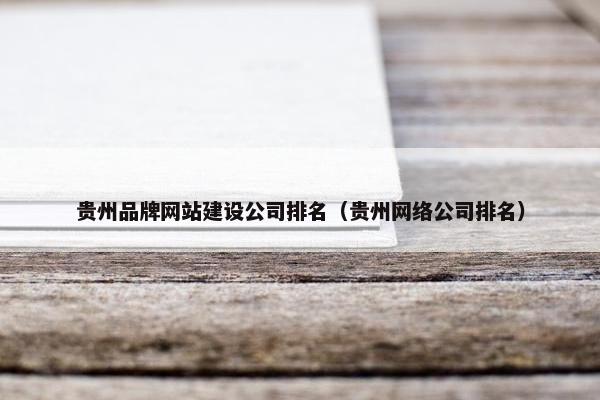 贵州品牌网站建设公司排名（贵州网络公司排名）