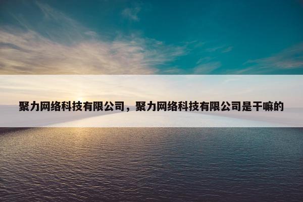 聚力网络科技有限公司，聚力网络科技有限公司是干嘛的