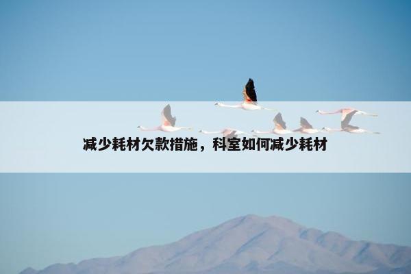 减少耗材欠款措施，科室如何减少耗材