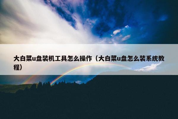 大白菜u盘装机工具怎么操作（大白菜u盘怎么装系统教程）