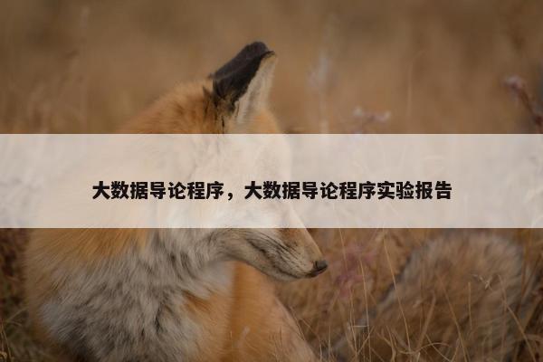 大数据导论程序，大数据导论程序实验报告