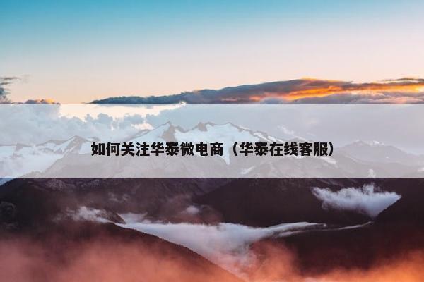 如何关注华泰微电商（华泰在线客服）
