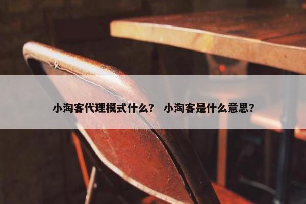 小淘客代理模式什么？ 小淘客是什么意思？