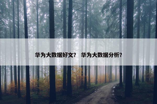 华为大数据好文？ 华为大数据分析？
