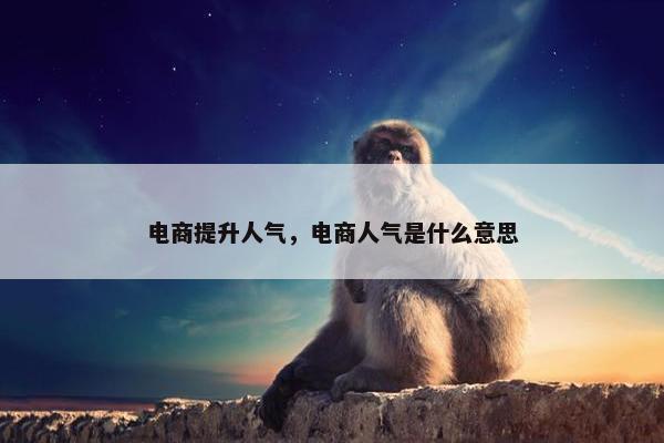 电商提升人气，电商人气是什么意思