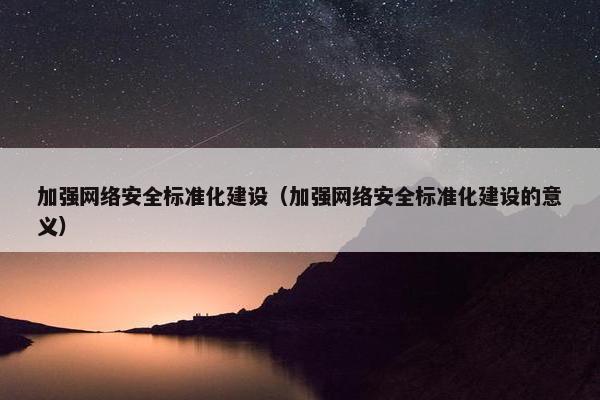 加强网络安全标准化建设（加强网络安全标准化建设的意义）