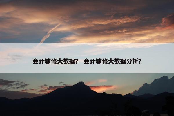 会计辅修大数据？ 会计辅修大数据分析？