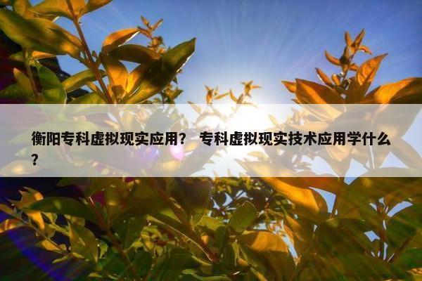 衡阳专科虚拟现实应用？ 专科虚拟现实技术应用学什么？