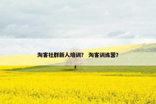 淘客社群新人培训？ 淘客训练营？