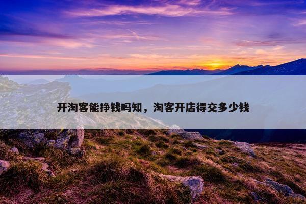开淘客能挣钱吗知，淘客开店得交多少钱