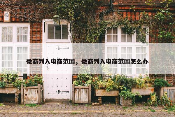 微商列入电商范围，微商列入电商范围怎么办