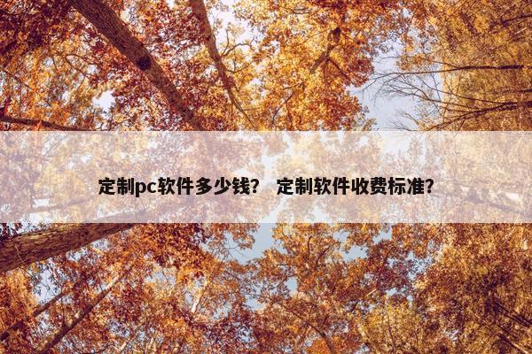 定制pc软件多少钱？ 定制软件收费标准？