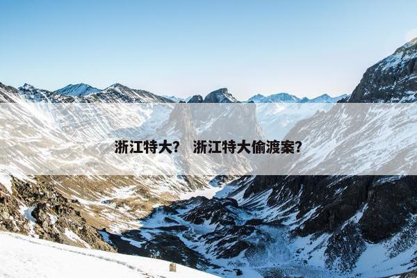 浙江特大？ 浙江特大偷渡案？