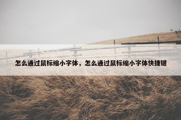 怎么通过鼠标缩小字体，怎么通过鼠标缩小字体快捷键