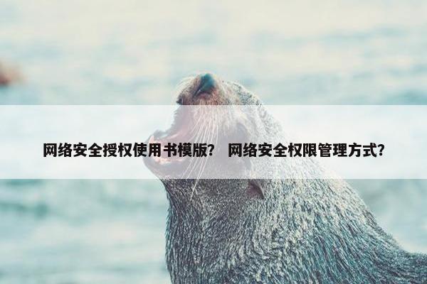 网络安全授权使用书模版？ 网络安全权限管理方式？