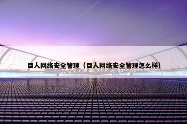 巨人网络安全管理（巨人网络安全管理怎么样）