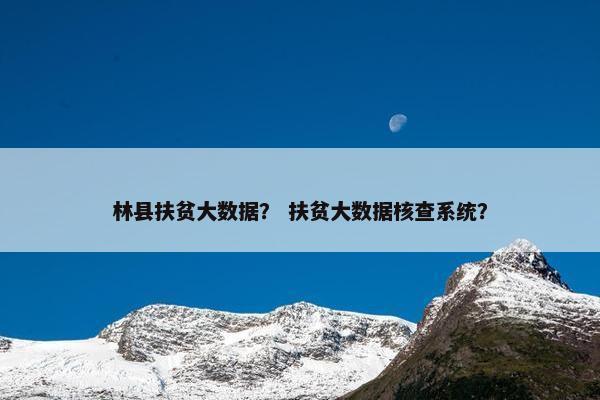 林县扶贫大数据？ 扶贫大数据核查系统？