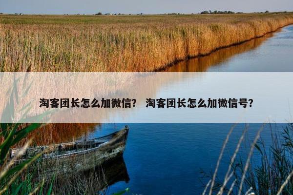 淘客团长怎么加微信？ 淘客团长怎么加微信号？