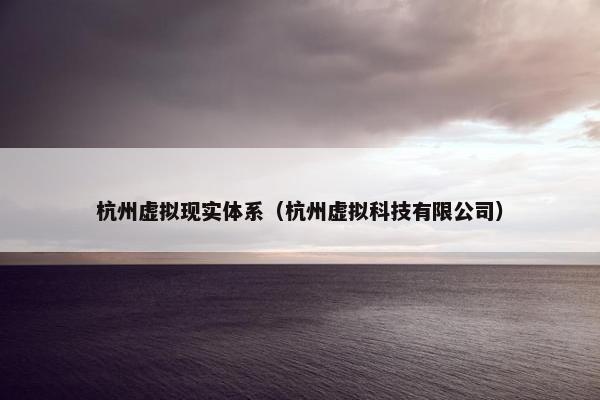 杭州虚拟现实体系（杭州虚拟科技有限公司）