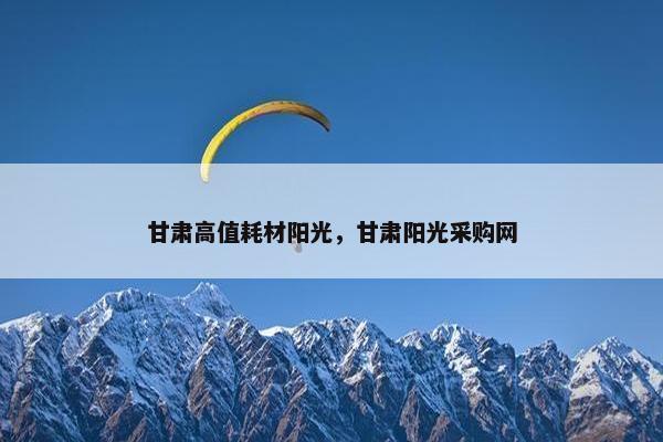 甘肃高值耗材阳光，甘肃阳光采购网