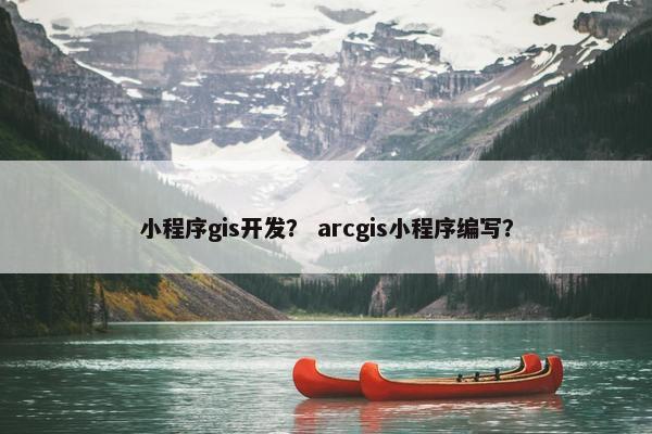小程序gis开发？ arcgis小程序编写？