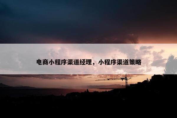 电商小程序渠道经理，小程序渠道策略