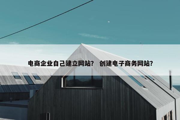 电商企业自己建立网站？ 创建电子商务网站？