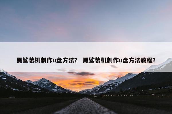 黑鲨装机制作u盘方法？ 黑鲨装机制作u盘方法教程？