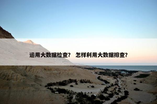 运用大数据检查？ 怎样利用大数据排查？