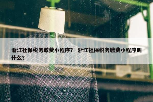 浙江社保税务缴费小程序？ 浙江社保税务缴费小程序叫什么？