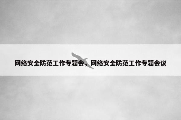 网络安全防范工作专题会，网络安全防范工作专题会议