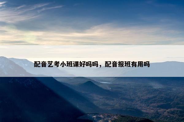 配音艺考小班课好吗吗，配音报班有用吗