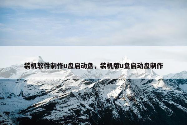 装机软件制作u盘启动盘，装机版u盘启动盘制作