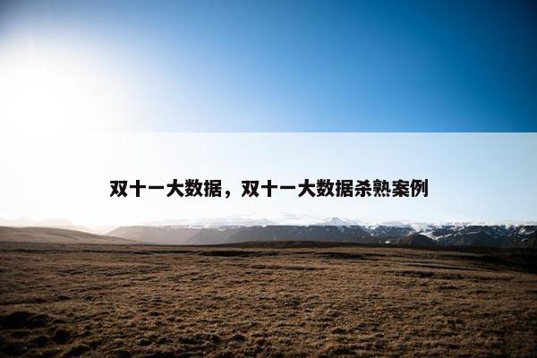 双十一大数据，双十一大数据杀熟案例